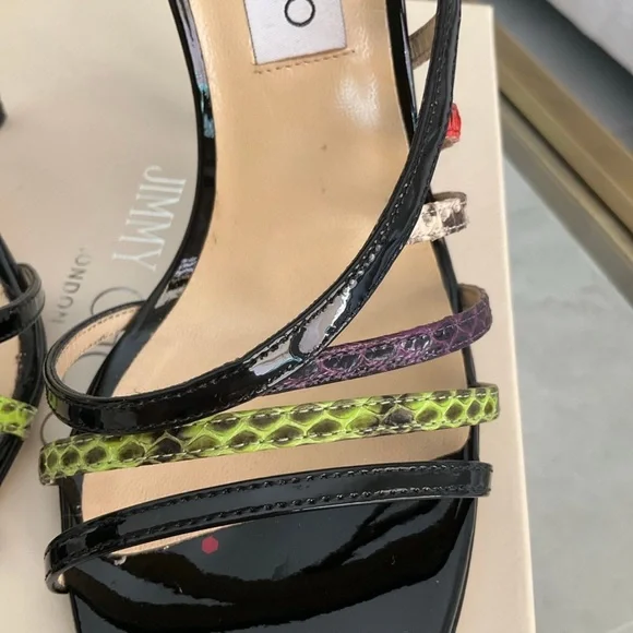 Authentic Jimmy Choo “Delta” Vuka D’Orsay black, colorful heels, sz. 39 - Picture 9 of 9